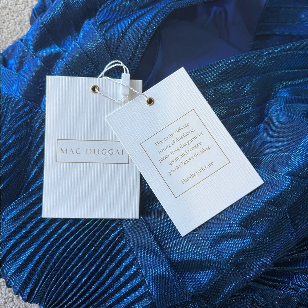 Mac Duggal Shimmering Blue Maxi Dress - Picture 9 of 9